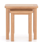 Square Natural Solid Oak Nest of 2 Tables Classic Style - Home Furniture Interiors