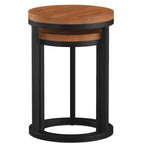Round Nest of 2 Tables Solid Acacia Wood Industrial Design - Home Furniture Interiors