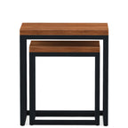 Rectangular Nest of 2 Tables Solid Wood Industrial Style - Home Furniture Interiors
