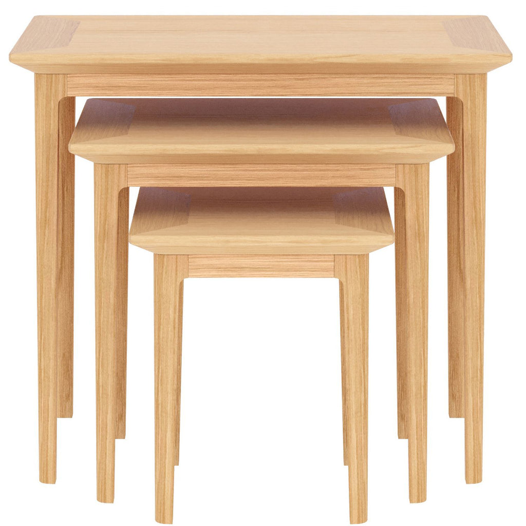 Solid Traditional Oak Nest of 3 Tables - Home Furniture Interiors