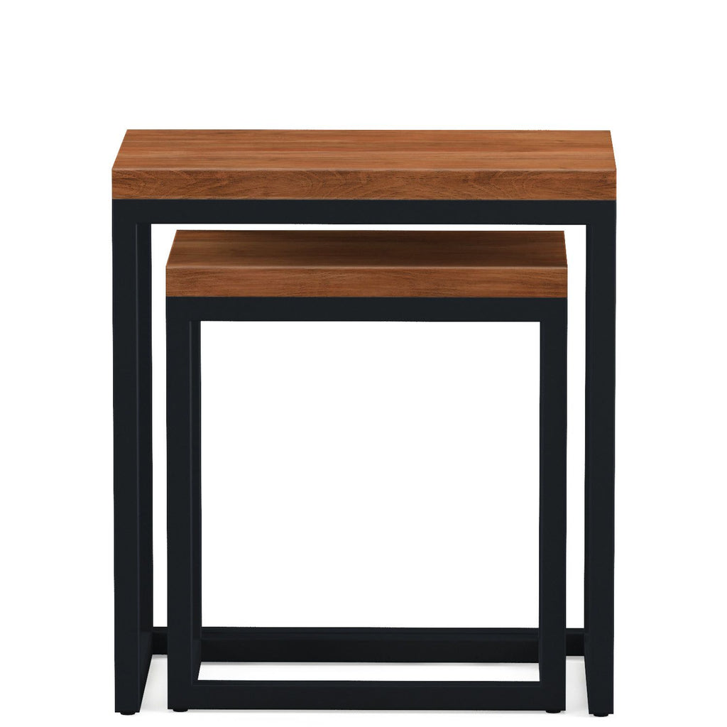 Rectangular Nest of 2 Tables Solid Wood Industrial Style - Home Furniture Interiors