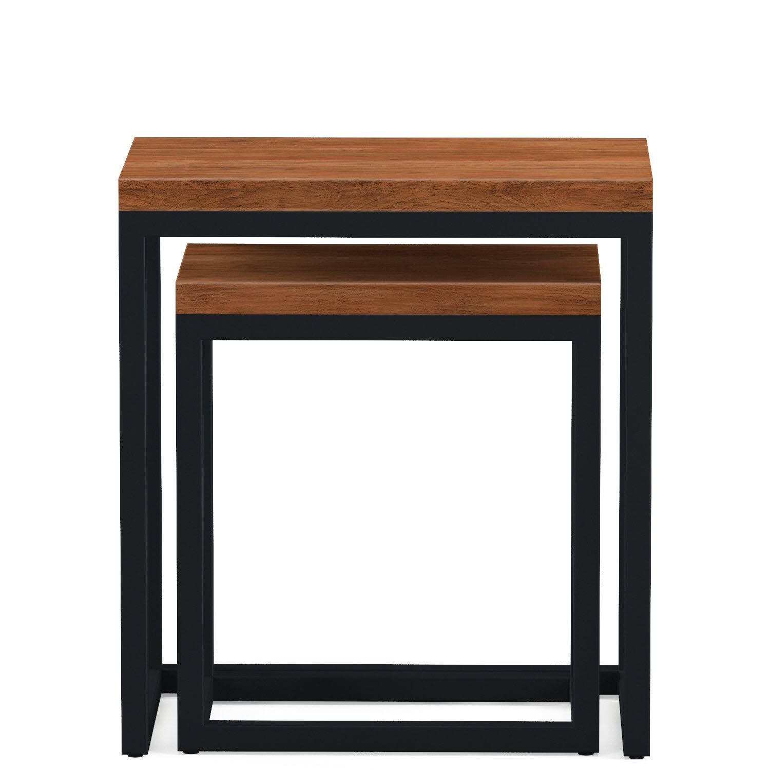 Rectangular Nest of 2 Tables Solid Wood Industrial Style - Home Furniture Interiors