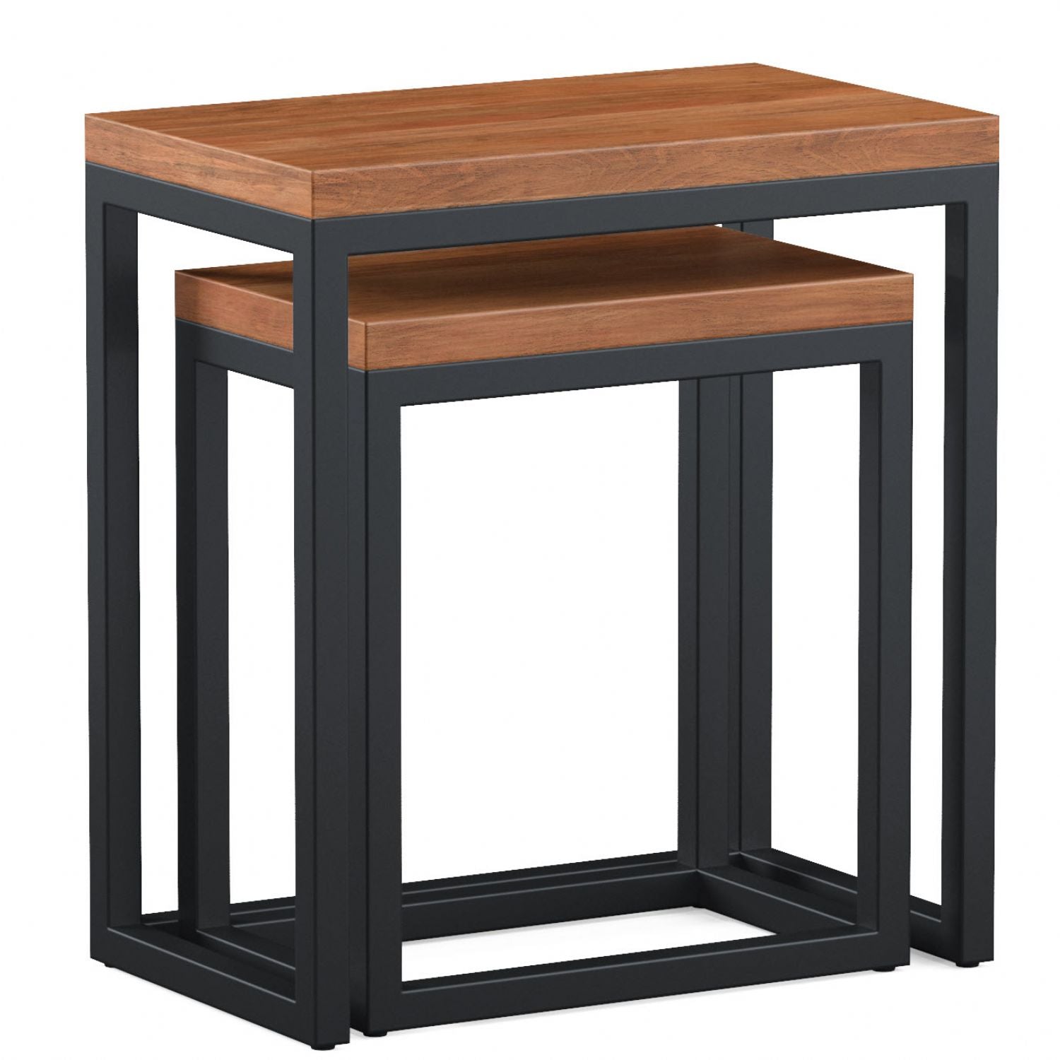 Rectangular Nest of 2 Tables Solid Wood Industrial Style - Home Furniture Interiors