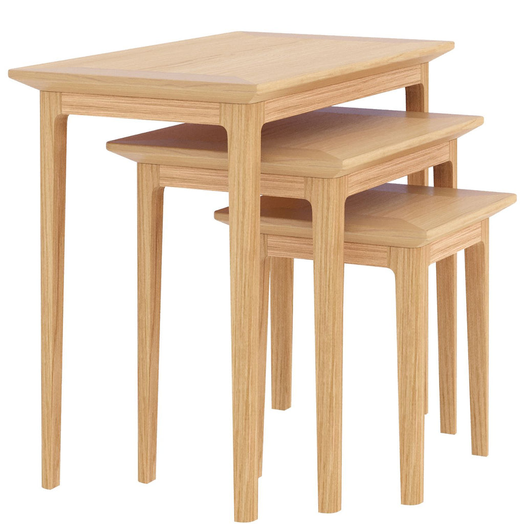 Solid Traditional Oak Nest of 3 Tables - Home Furniture Interiors