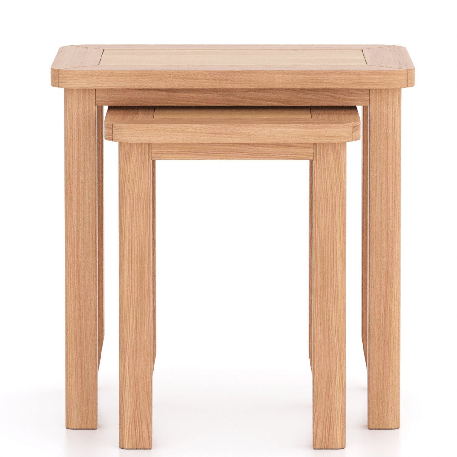 Square Natural Solid Oak Nest of 2 Tables Classic Style - Home Furniture Interiors