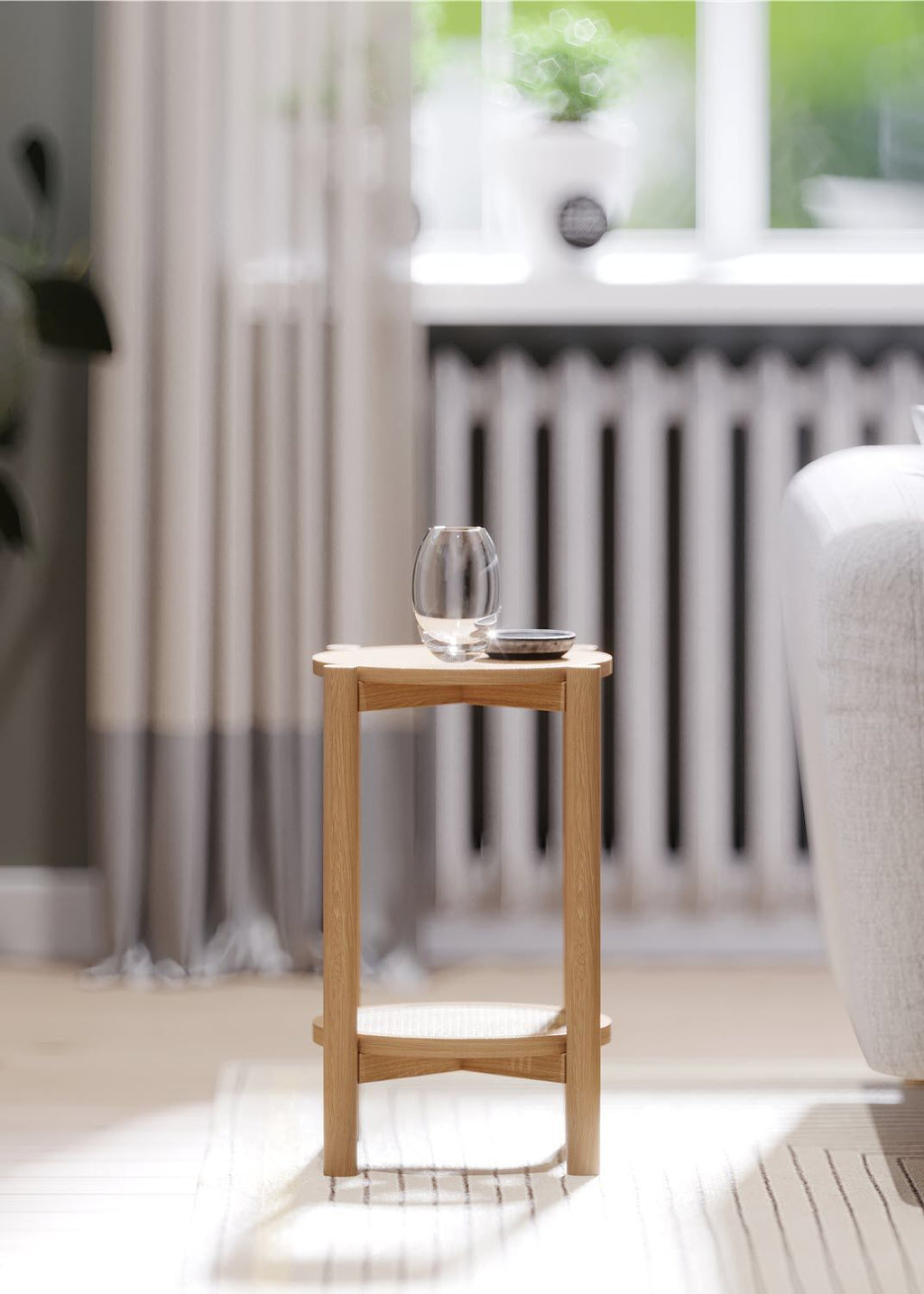 Halmstad Natural Oak Round Side Table - Home Furniture Interiors