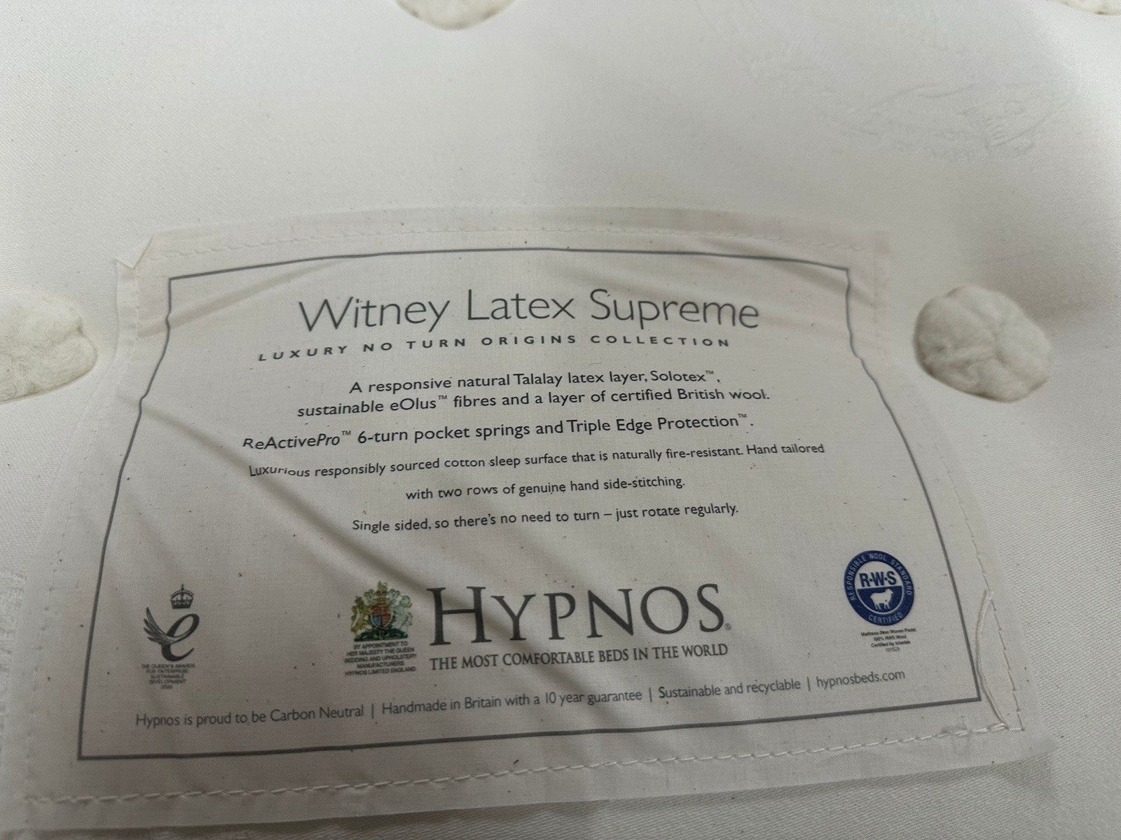 Hypnos Witney Latex Supreme Mattress Small Double 120x190cm Mattress RRP £2418 B - Home Furniture Interiors