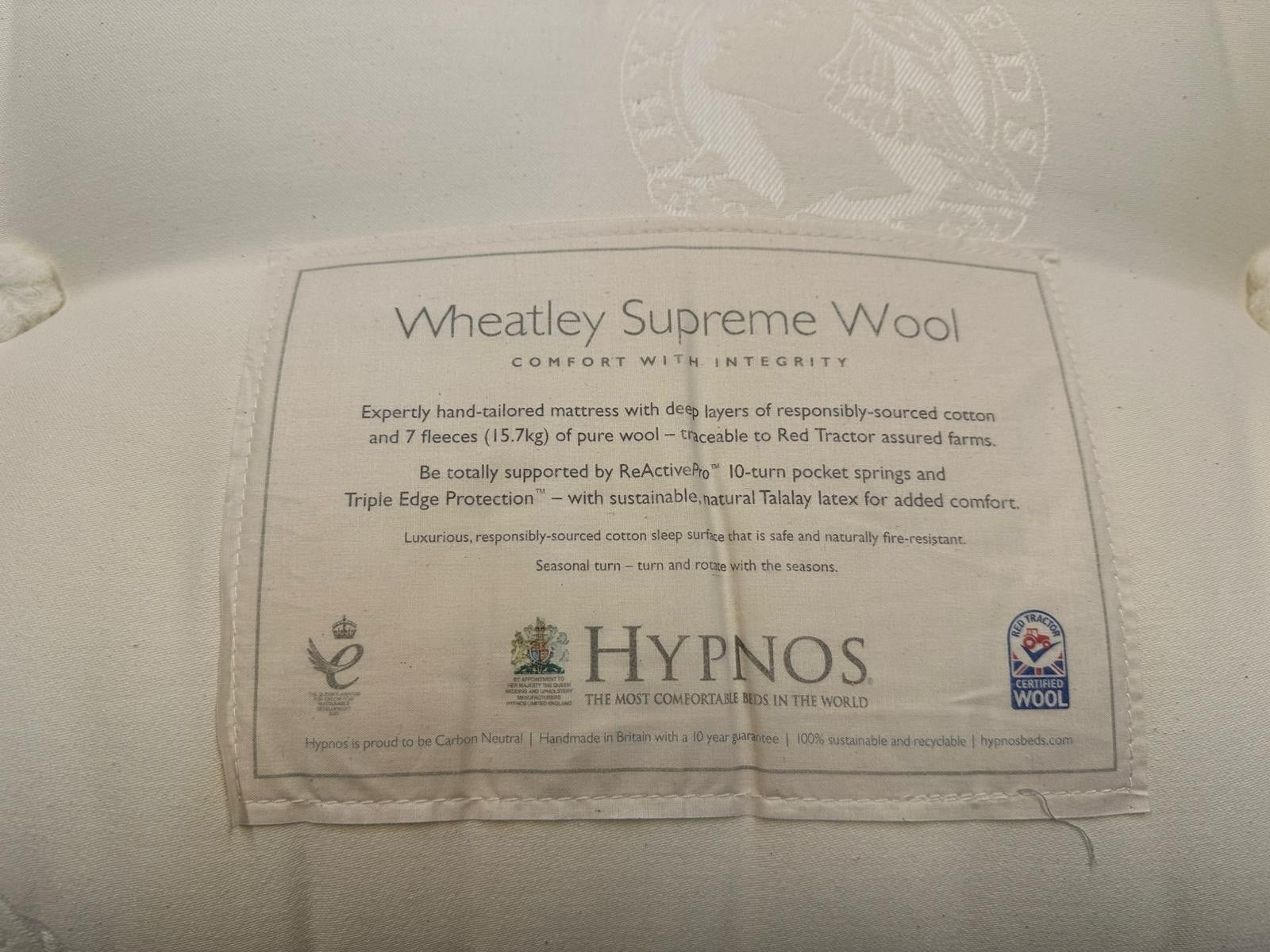 Hypnos Wheatley Supreme Wool 6FT  Superking Mattress RRP £5649