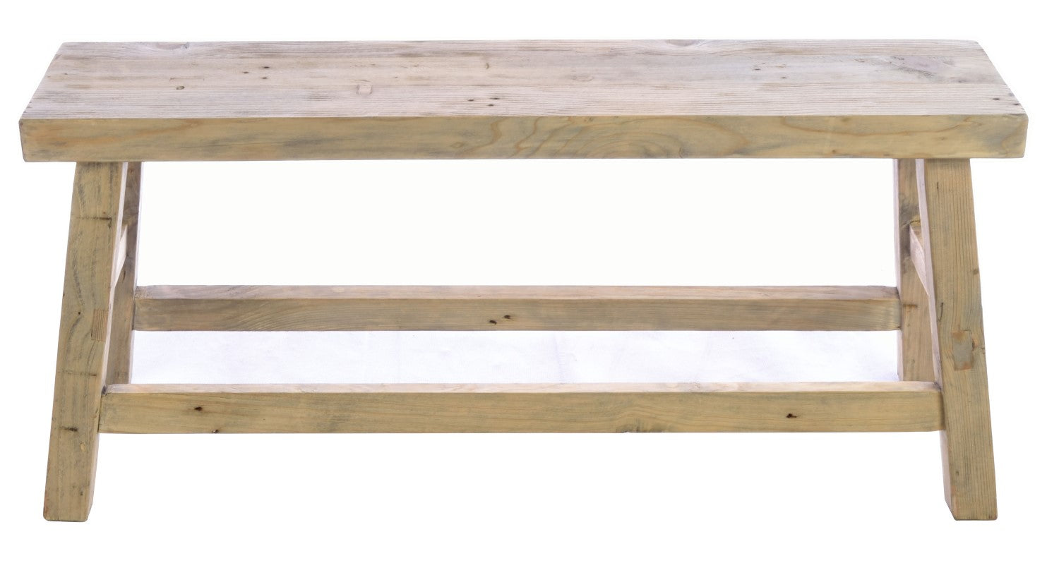 Vintage Rustic Stripped Solid Wood 2 Seater 110cm Dining Bench