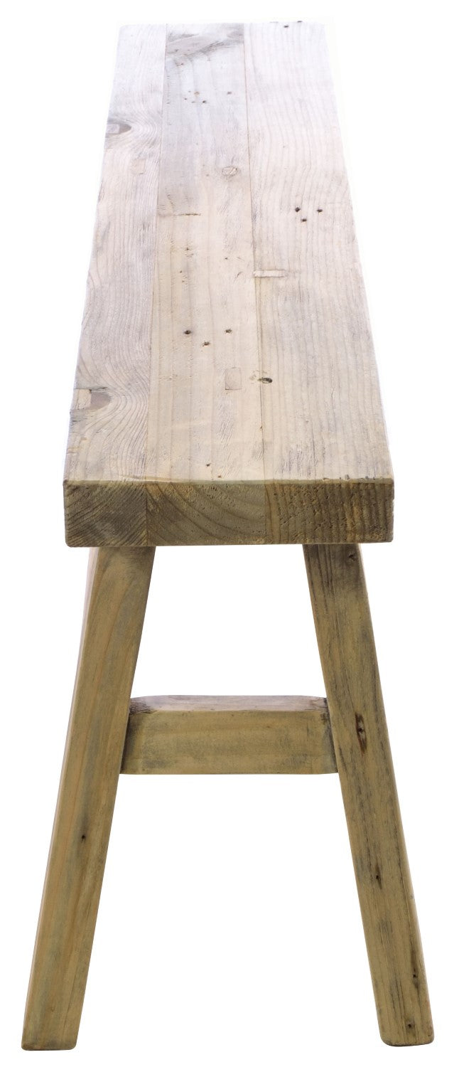 Vintage Rustic Stripped Solid Wood 2 Seater 110cm Dining Bench