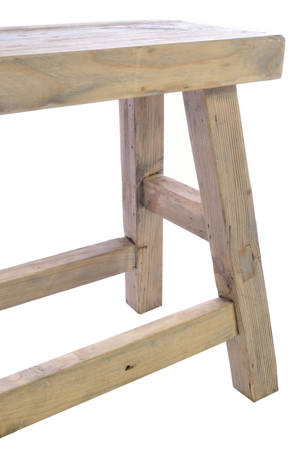 Vintage Rustic Stripped Solid Wood 2 Seater 110cm Dining Bench