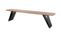 Industrial Natural Acacia Wood Dining Bench with Black Metal Legs