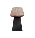 Industrial Natural Acacia Wood Dining Bench with Black Metal Legs - Home Furniture Interiors