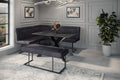 Modern Dark Grey Velvet Fabric Corner Sofa Dining Set with Black Iron Frame LHF