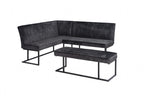 Modern Dark Grey Velvet Fabric Corner Sofa Dining Set with Black Iron Frame LHF - Home Furniture Interiors