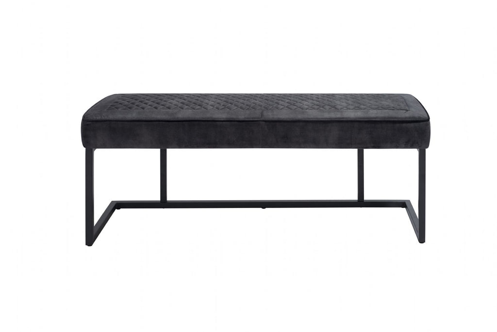 Modern Dark Grey Velvet Fabric Corner Sofa Dining Set with Black Iron Frame RHF - Home Furniture Interiors