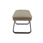 Modern Quilted Taupe Upholstered Low Dining Bench with Black Metal Loop Legs - Home Furniture Interiors