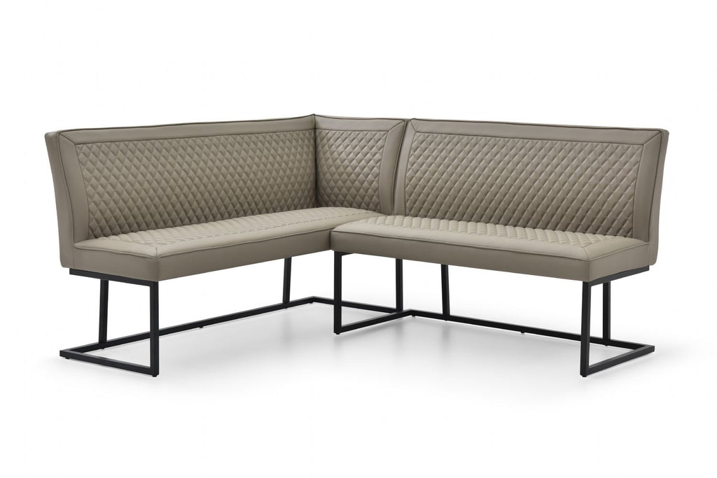 Modern Taupe PU Leather Corner Sofa Dining Set with Black Iron Frame LHF - Home Furniture Interiors