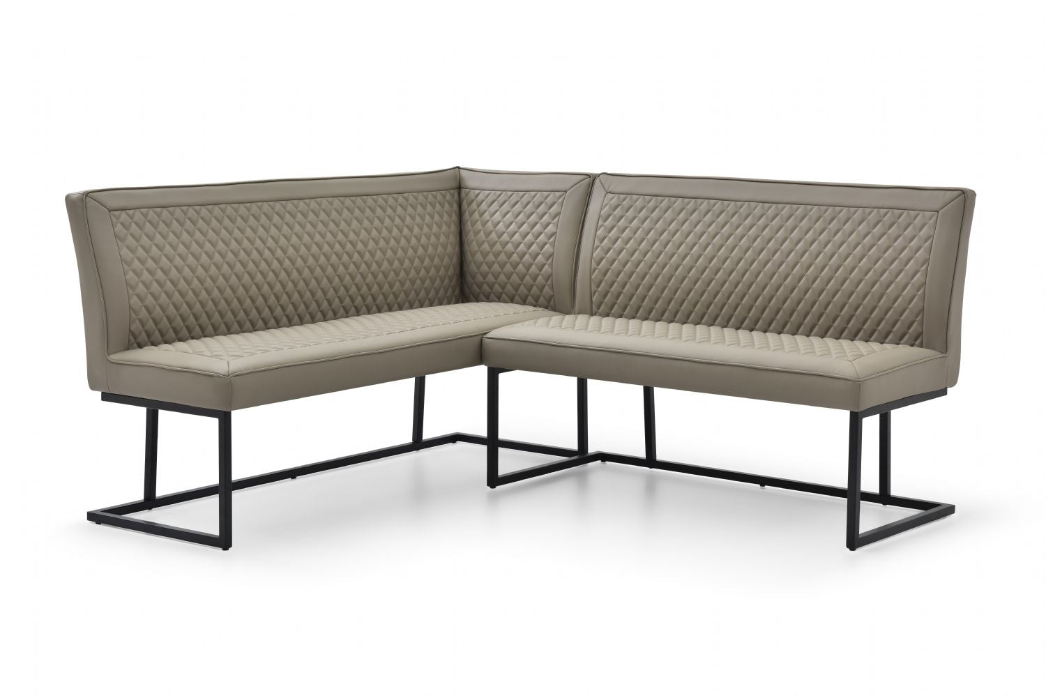 Modern Taupe PU Leather Corner Sofa Dining Set with Black Iron Frame LHF - Home Furniture Interiors