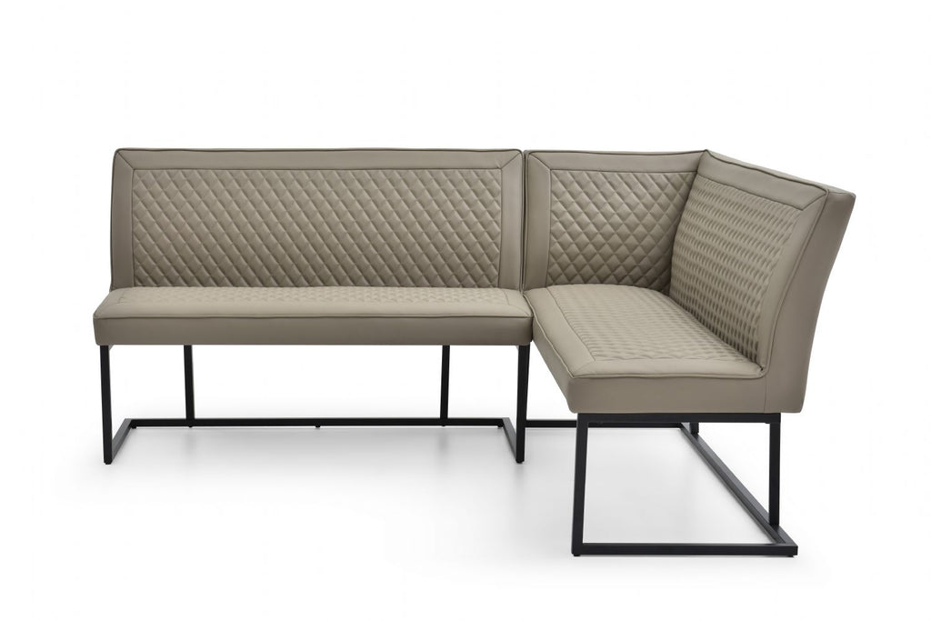 Modern Taupe PU Leather Corner Sofa Dining Set with Black Iron Frame RHF - Home Furniture Interiors