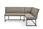 Modern Taupe PU Leather Corner Sofa Dining Set with Black Iron Frame RHF - Home Furniture Interiors