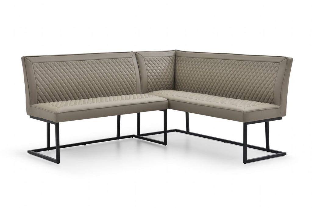 Modern Taupe PU Leather Corner Sofa Dining Set with Black Iron Frame RHF - Home Furniture Interiors