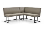 Modern Taupe PU Leather Corner Sofa Dining Set with Black Iron Frame RHF - Home Furniture Interiors