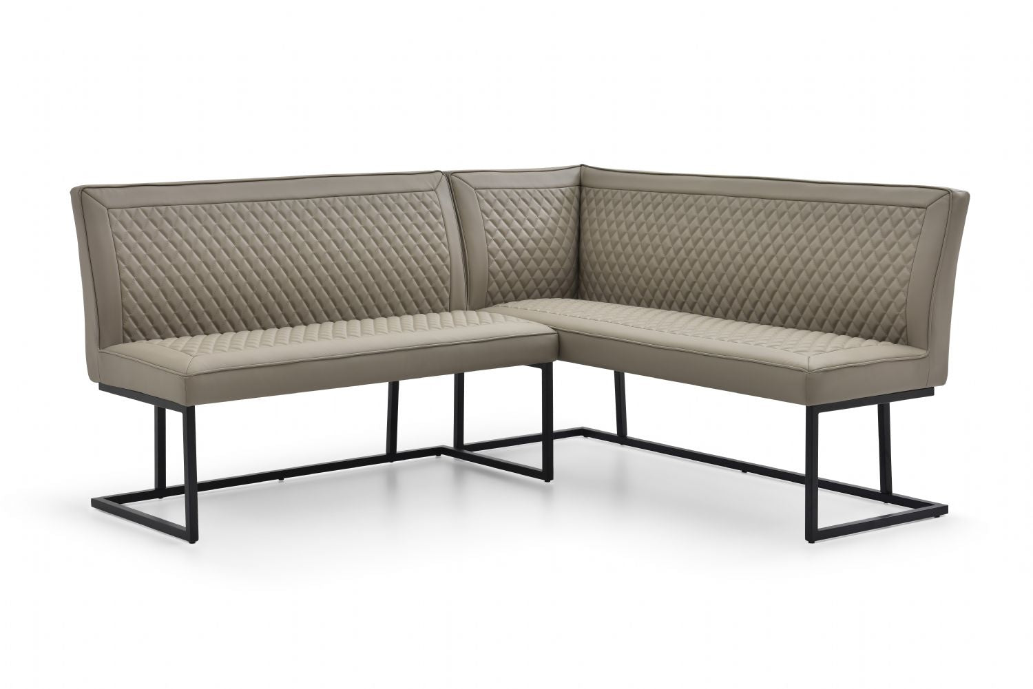 Modern Taupe PU Leather Corner Sofa Dining Set with Black Iron Frame RHF - Home Furniture Interiors