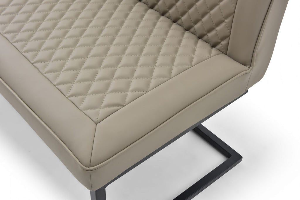Modern Taupe PU Leather Corner Sofa Dining Set with Black Iron Frame RHF - Home Furniture Interiors