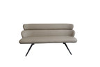 Modern Taupe PU Upholstered High Back Dining Bench with Black Iron Legs