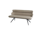 Modern Taupe PU Upholstered High Back Dining Bench with Black Iron Legs - Home Furniture Interiors