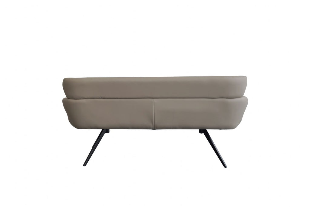 Modern Taupe PU Upholstered High Back Dining Bench with Black Iron Legs - Home Furniture Interiors