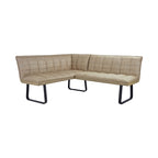 Modern Taupe Quilted Fabric Upholstered LHF Corner Sofa with Black Iron Legs - Home Furniture Interiors