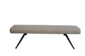 Taupe PU Upholstered Low Dining Bench with Black Metal Angled Legs
