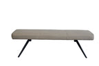 Taupe PU Upholstered Low Dining Bench with Black Metal Angled Legs