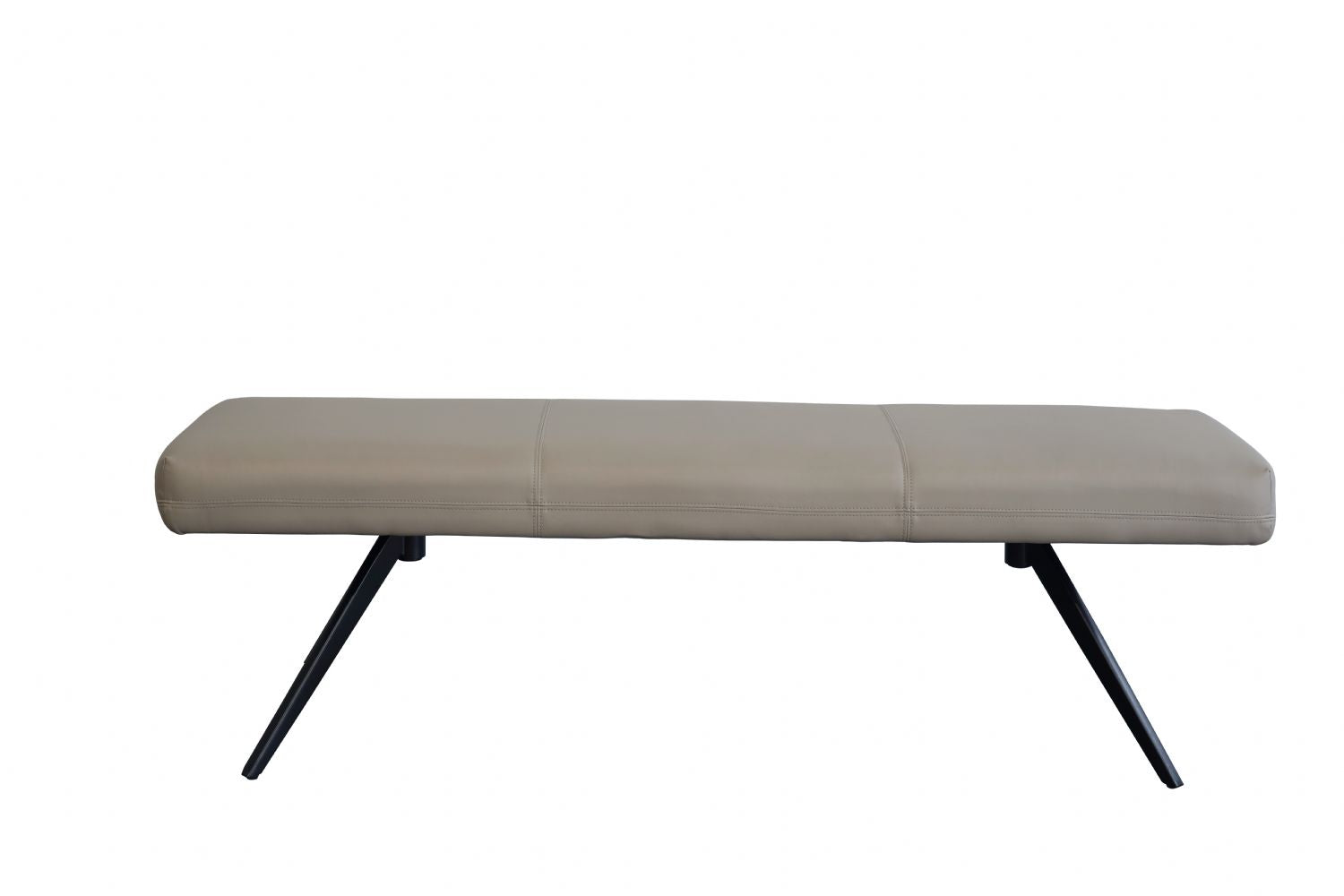 Taupe PU Upholstered Low Dining Bench with Black Metal Angled Legs