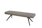 Beige bench with black metal legs on a white background