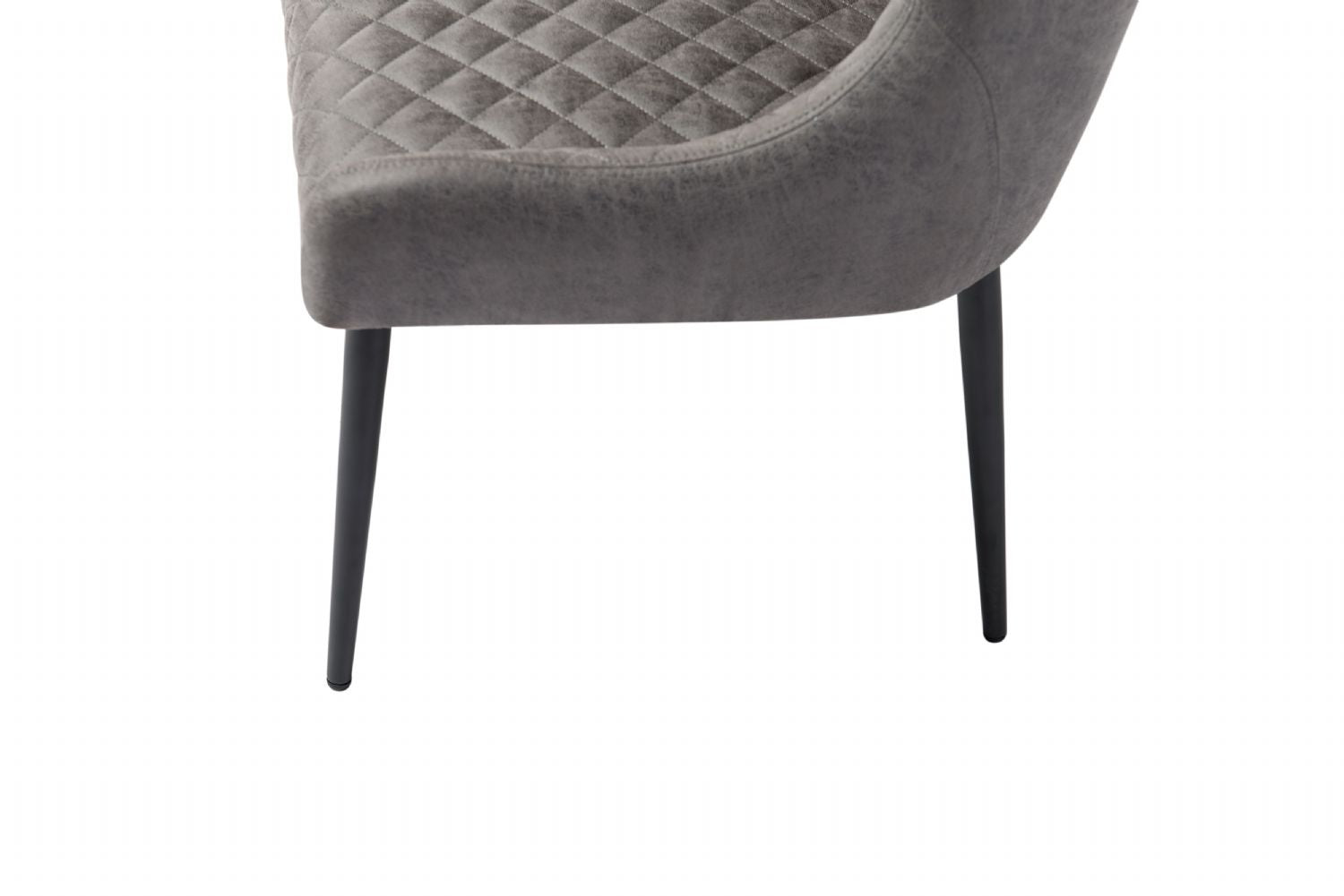 Vintage Grey Quilted Fabric Upholstered Corner Sofa LHF with Slim Iron Legs - Home Furniture Interiors