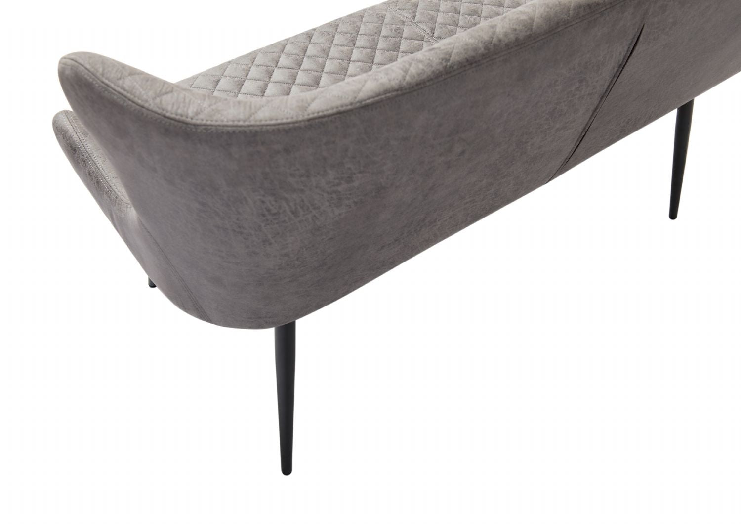 Vintage Grey Quilted Fabric Upholstered Corner Sofa LHF with Slim Iron Legs - Home Furniture Interiors