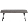 Vintage Grey Upholstered Small Dining Bench with Black Metal Tapered Legs