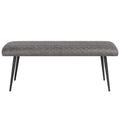 Vintage Grey Upholstered Small Dining Bench with Black Metal Tapered Legs