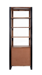 Industrial Sheesham Wood and Black Iron Tall Bookcase with Three Drawers - Home Furniture Interiors