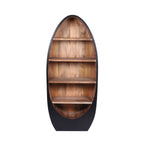 Modern Mango Wood Oval 4 Shelf Bookcase with Sculpted Black Frame - Home Furniture Interiors