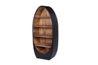 Modern Mango Wood Oval 4 Shelf Bookcase with Sculpted Black Frame - Home Furniture Interiors