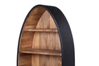 Modern Mango Wood Oval 4 Shelf Bookcase with Sculpted Black Frame - Home Furniture Interiors