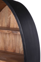 Modern Mango Wood Oval 4 Shelf Bookcase with Sculpted Black Frame - Home Furniture Interiors