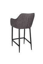 Gray bar stool with black legs on a white background