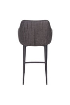 Vintage Grey Fabric Upholstered Bar Stool with Black Metal Legs - Home Furniture Interiors