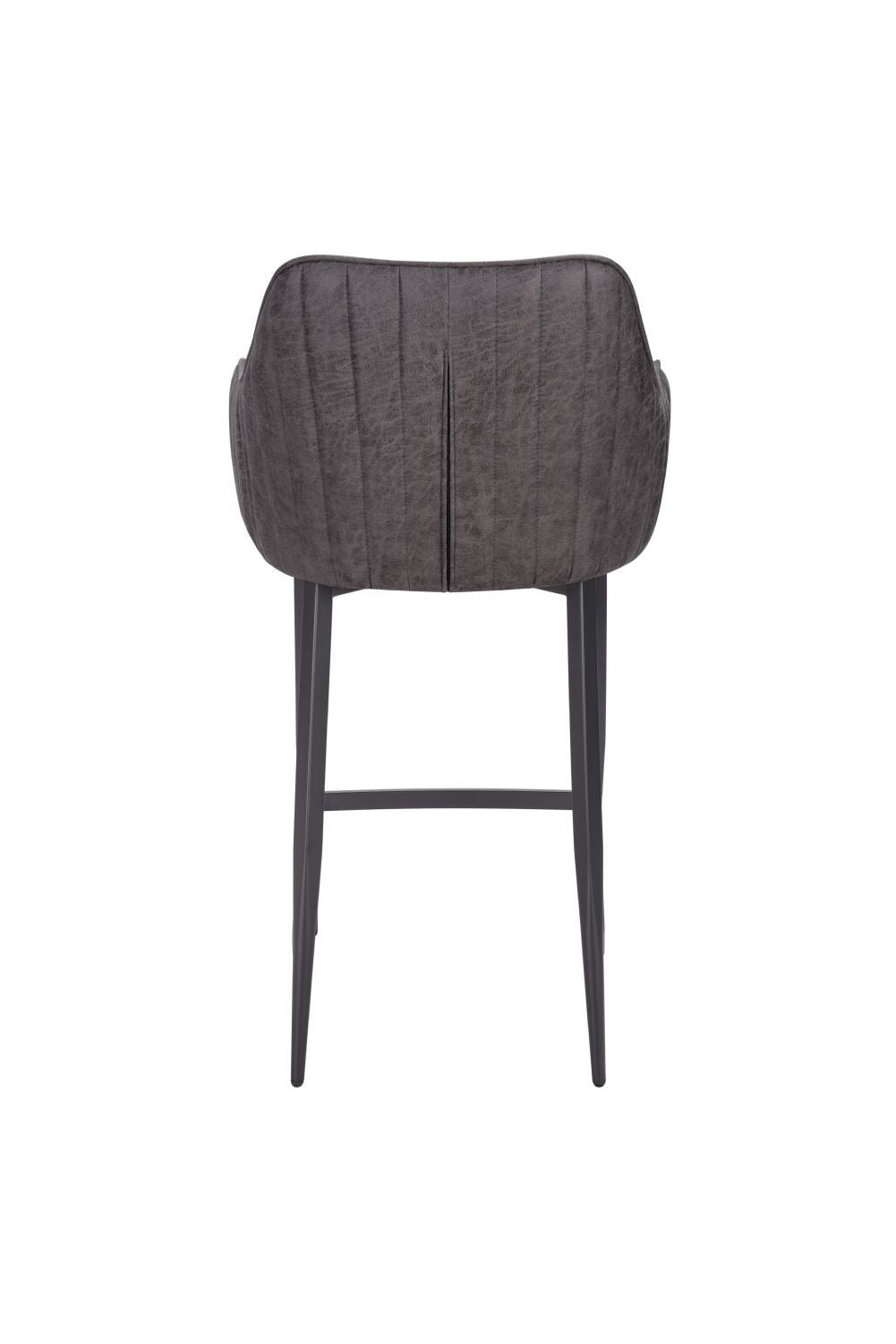 Vintage Grey Fabric Upholstered Bar Stool with Black Metal Legs - Home Furniture Interiors