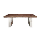 Industrial Reclaimed Sleeper Wood Coffee Table with Stainless Steel Legs - Home Furniture Interiors